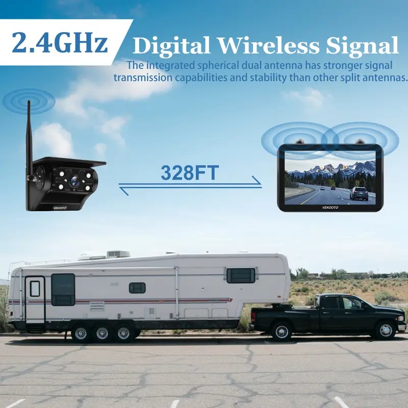 Magnetic Solar Wireless Backup Camera | 7" HD IPS Touchscreen Monitor | 7800mAh Battery | IP69 Waterproof | IR Night Vision | Wireless Auto Sync | Plug & Play