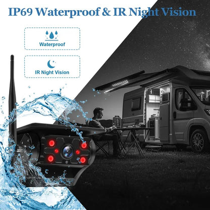 Magnetic Solar Wireless Backup Camera | 7" HD IPS Touchscreen Monitor | 7800mAh Battery | IP69 Waterproof | IR Night Vision | Wireless Auto Sync | Plug & Play