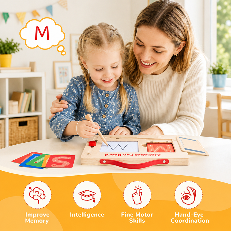 ✍️Wooden Alphabet & Number Tracing Board | Visual Learning Tools & Complete Set
