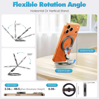 360° Magnetic Phone Stand & Fidget Spinner Combo – Adjustable Grip & Hands-Free Holder