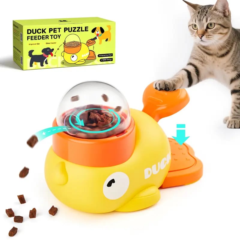 🐈 Duck Paw Press Treat Dispenser | Interactive IQ Puzzle Feeder for Cats & Small Dogs