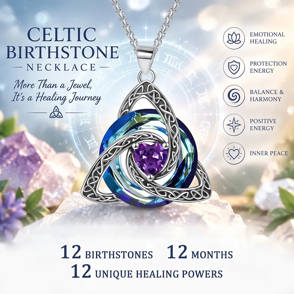 💎 Birthstone Celtic Knot Necklace for Women