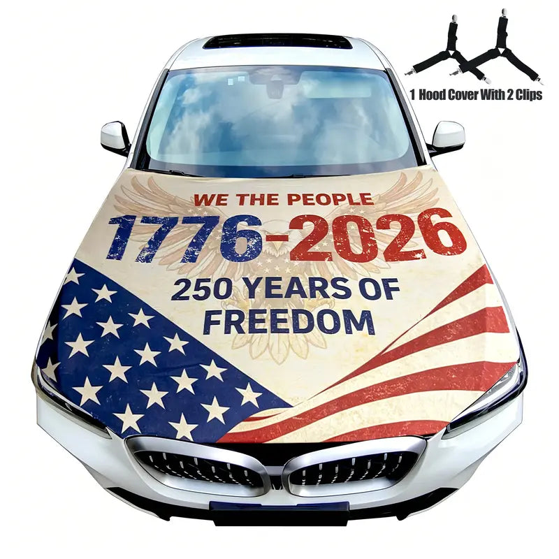 🇺🇸🚗American Flag Car Hood Cover With Dual Triangle Clips
