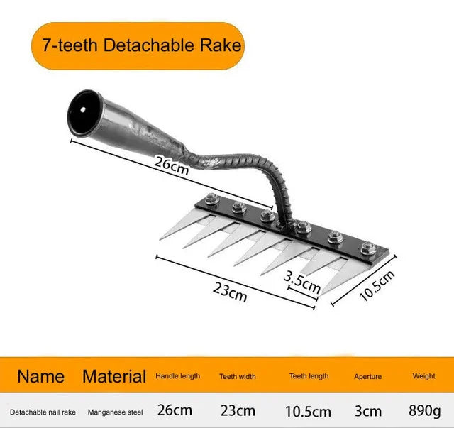 Detachable carbon steel blade rake