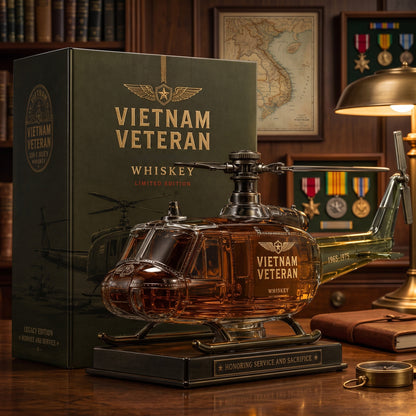 🎖️Vietnam Veteran Military Helicopter 1965-1975 Whiskey Bottle