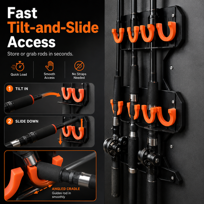 🎣 Heavy-Duty 10-Rod Garage Fishing Pole Holder 💪 – Wall & Ceiling Mount Organizer 🧰🏠