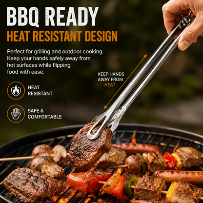 Stainless steel barbecue tongs