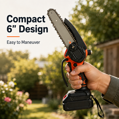 🪚 6-Inch Cordless Mini Chainsaw – Fast One-Handed Pruning 🪵