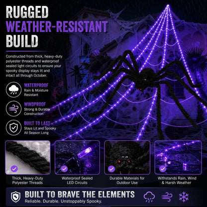 🎃🔥 Halloween Hot Sellers 👻🕷️Halloween glowing spider web lights--🥰