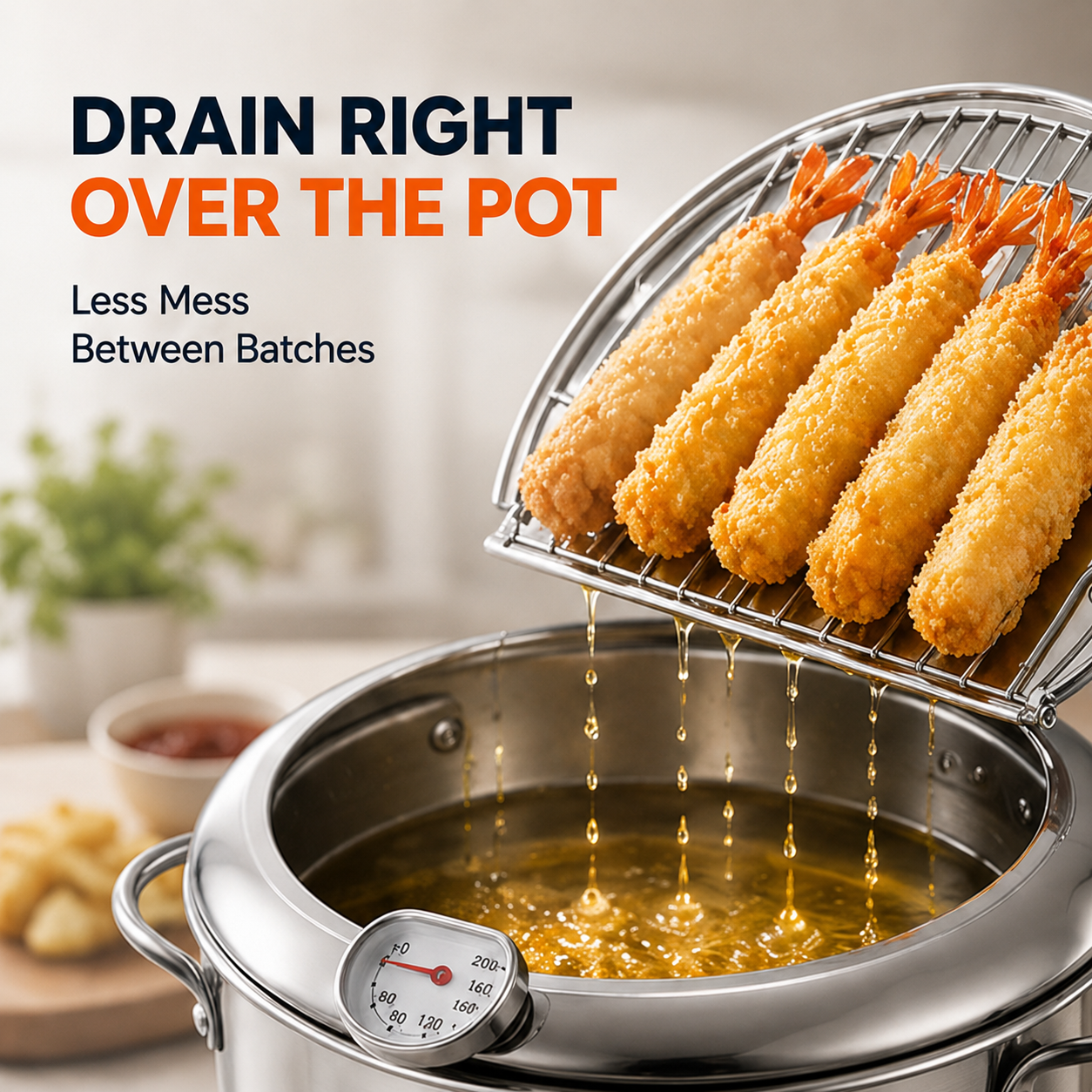 🍗 304 Stainless Steel Stovetop Deep Fryer Pot – With Thermometer 🍟