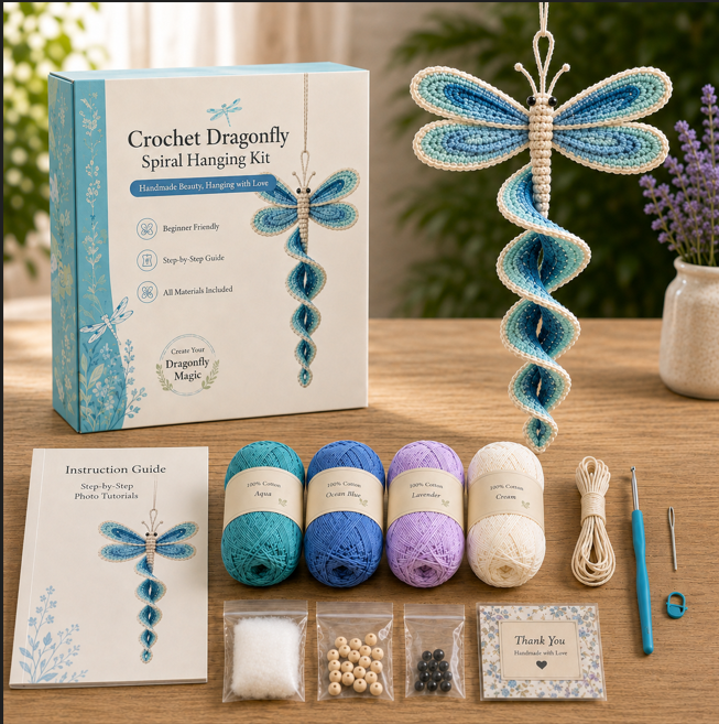 🧶Crochet Spiral Hanging Kit – Beginner-Friendly DIY Garden Animal Decor🌿