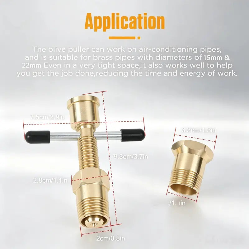 ✨Compression Sleeve Puller Tool for 1/2' & 3/4' Brass Pipes, Rust-Resistant Ferrule Remover, Pipe Ring Extraction Kit for Corroded/Frozen Supply Stops, Removes Nut & Ferrule Safely – No Pipe Damage (Fits NPT 1/2', 3/4')