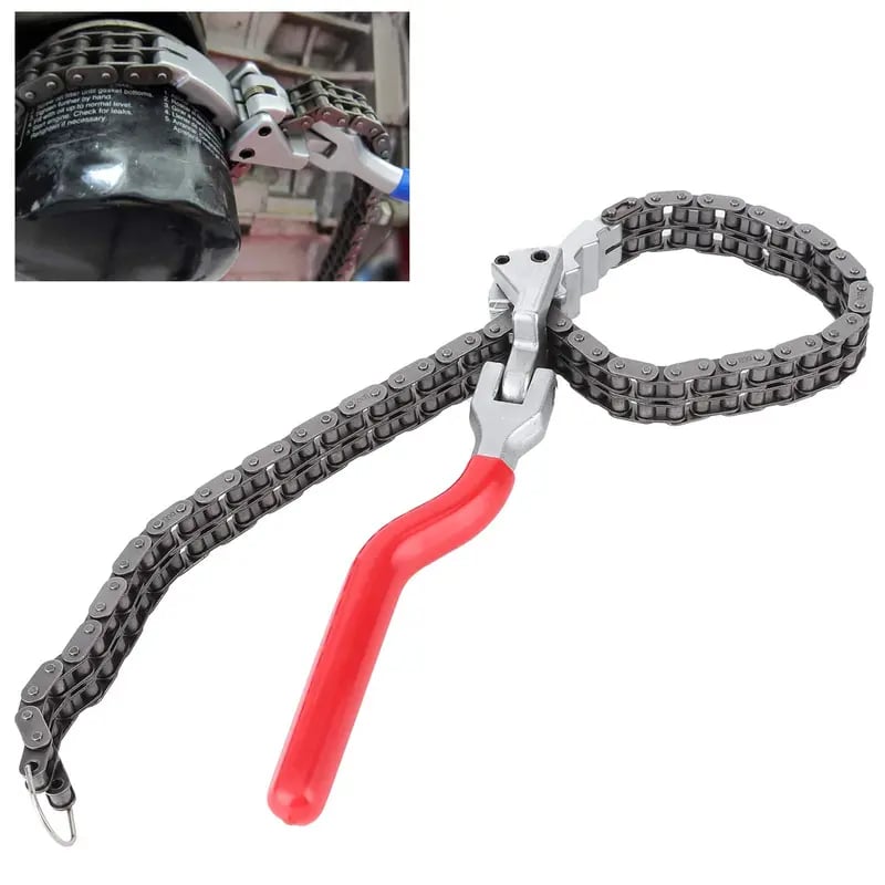 Heavy Duty Chain Oil Filter Wrench | Adjustable Removal Spanner for Auto Maintenance