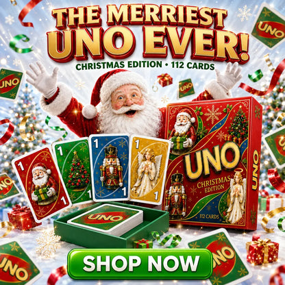 🔥Last Day 50% OFF🎉-🃏UNO Christmas Edition🎄 Holiday Family Card Game with 112 Festive Cards