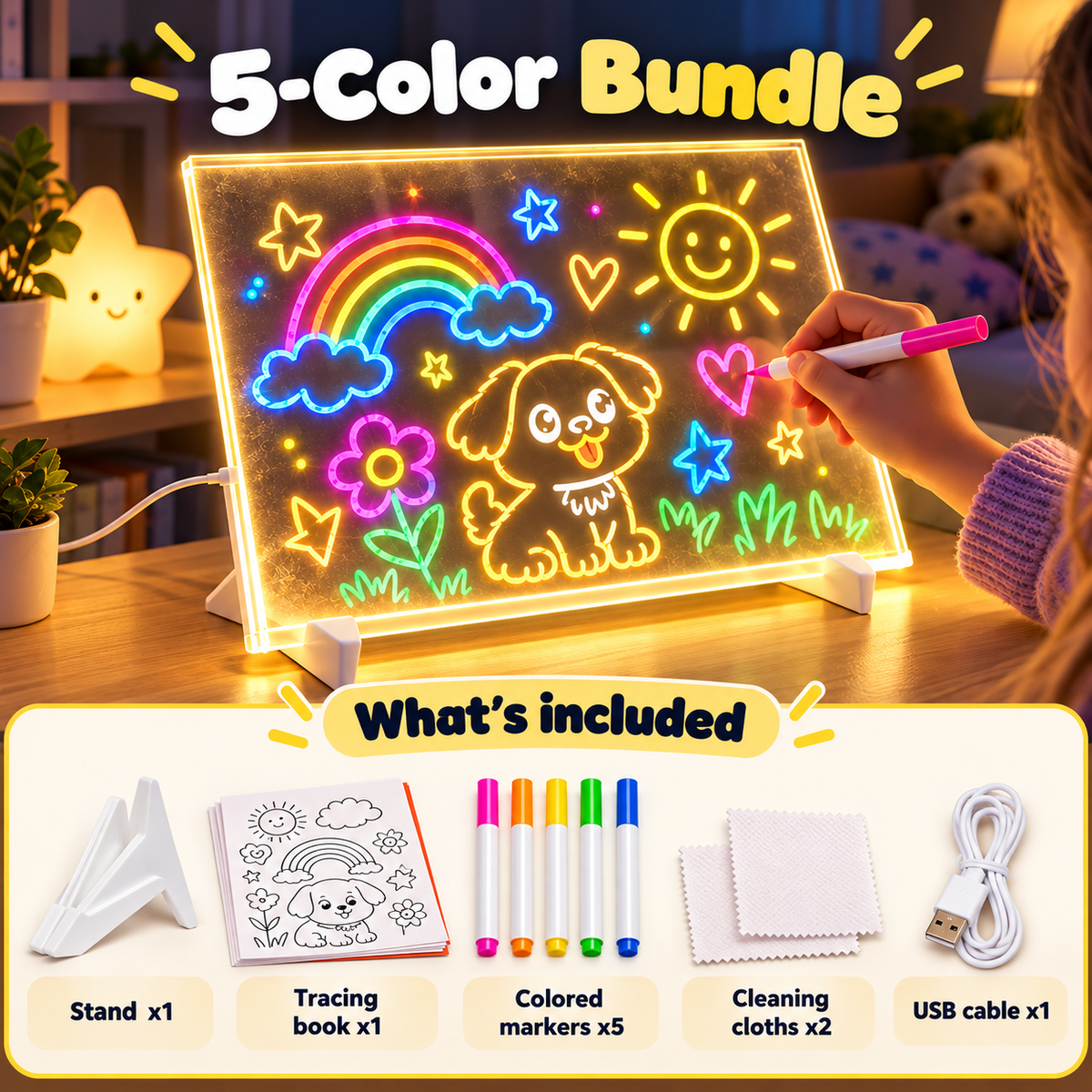 🌈🎨🎁 Magic Drawing Board for Kids – Draw, Glow & Erase🎁 Fun Create Gift for Boys &Girls