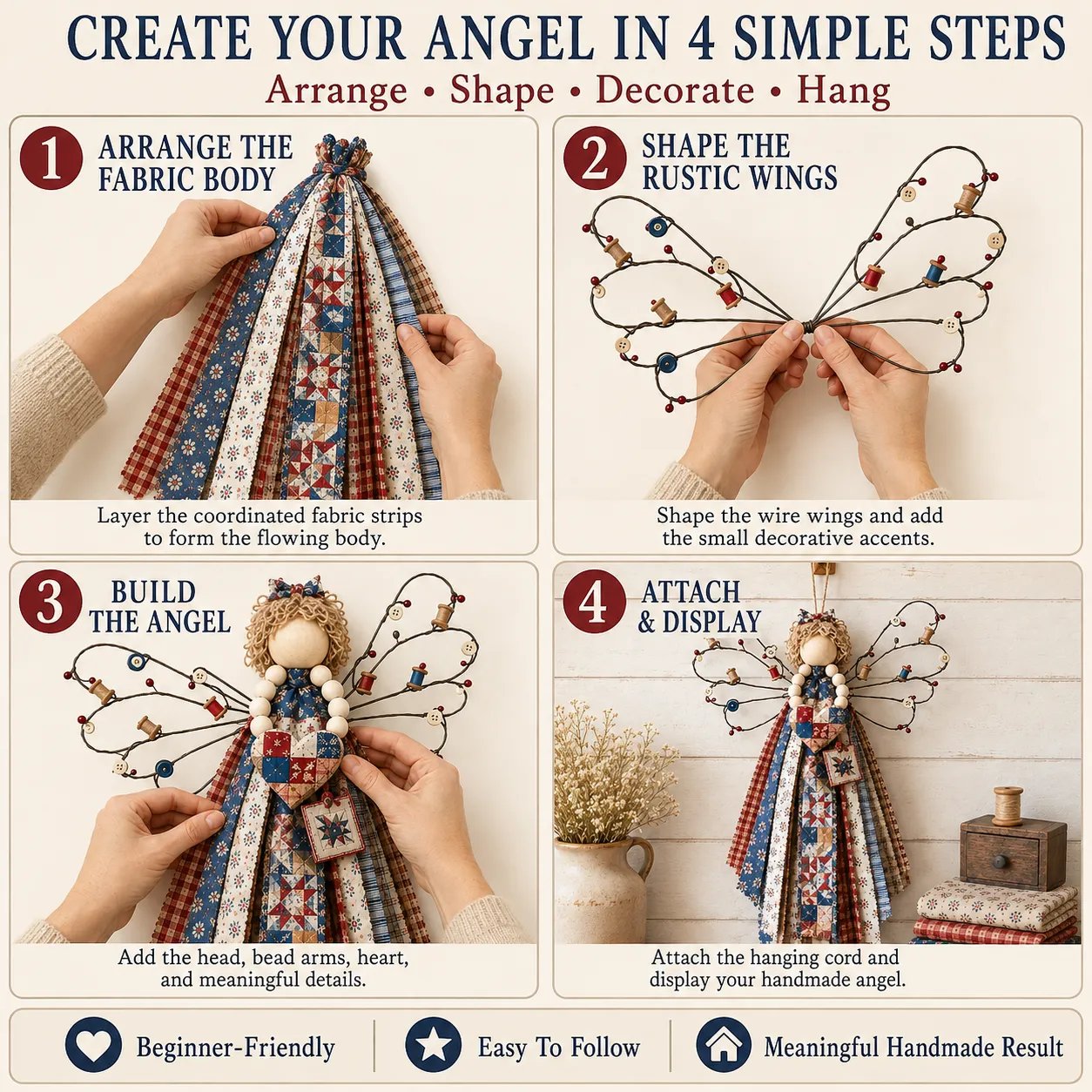 🪽 Angel Fabric Hanging DIY Kit – Create a Beautiful Handmade Angel Decoration