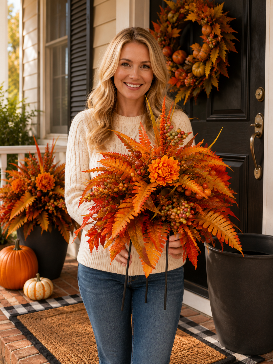 🍂Autumn Harvest Floral Garden Stake Arrangement!!!