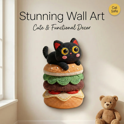 SmartWell Cat Scratcher Mat Self Adhesive Wall Protector 5D Visual Woven Art Anti Scratch Furniture Guard With Free Cat Toy Durable Felt Pad For Indoor Cats Couch Door Sofa Protection