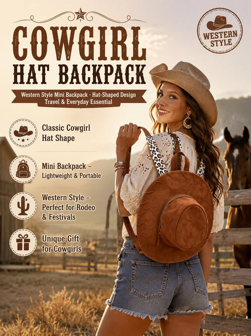 💥🏆Cowgirl Hat Backpack – Western Style Mini Backpack for Travel & Everyday Use