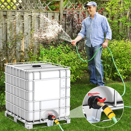 🛠️💧275-330 Gallon IBC Tote Tank Adapter - 2.44" Fine Thread, 1/2" NPT × 3/4" GHT Male Fittings with Garden Hose Quick Connector