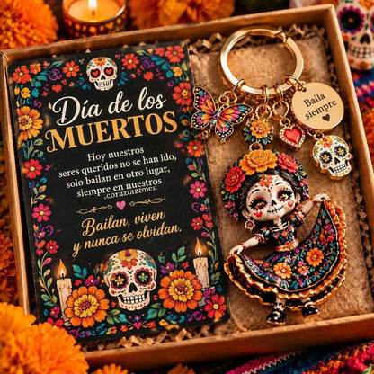 🌼 Día de Muertos Charm Keychain | 4 Colorful Floral & Skull-Inspired Styles 🎁