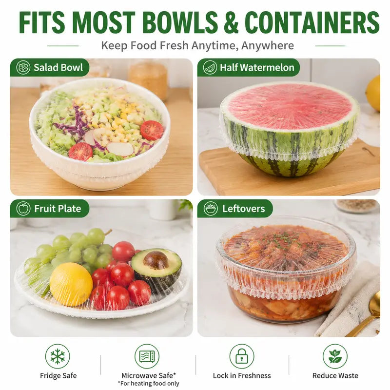 🧑‍🍳50K+ SOLD!✨🔥100PCS Disposable Stretch Food Covers for Bowls & Plates