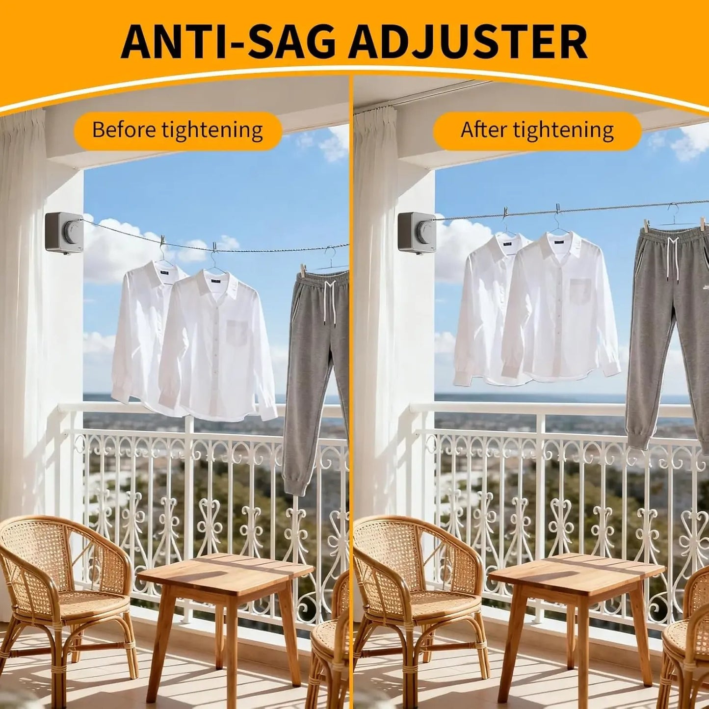 ✨Retractable Stainless Steel Clothesline – Dry More, Save Space
