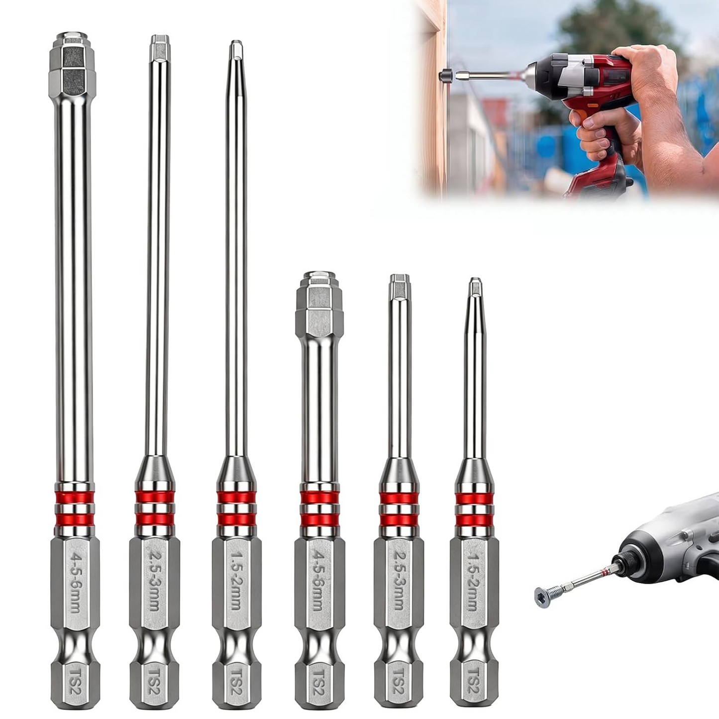 🔩 Hex Head Allen Wrench Drill Bit Set – 6-Piece S2 Steel Set