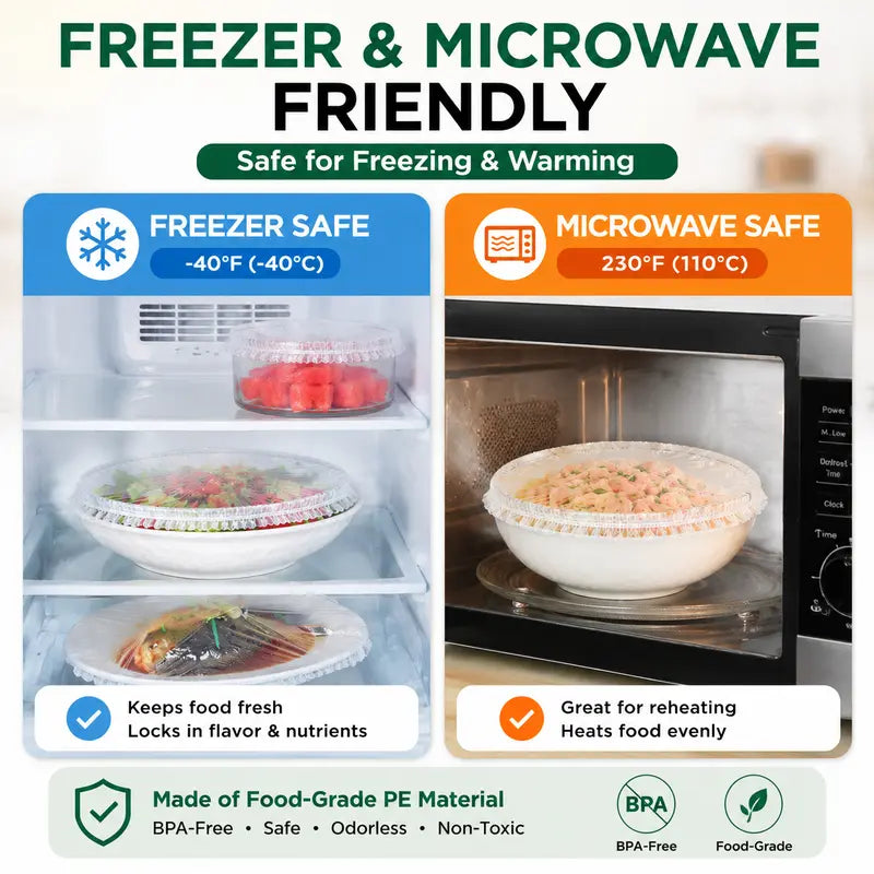 🧑‍🍳50K+ SOLD!✨🔥100PCS Disposable Stretch Food Covers for Bowls & Plates