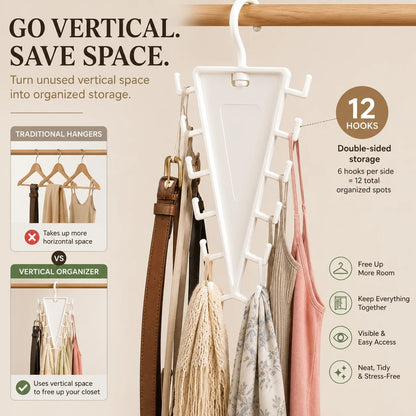 👚 12-Hook Vertical Closet Organizer | Space-Saving Storage