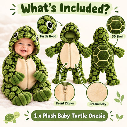 Little Turtle Plush 3D Shell Baby Onesie 🐢