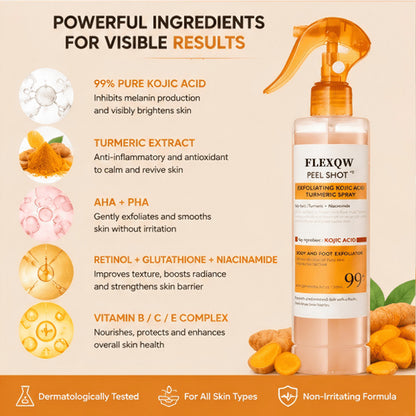 PEEL SHOT 99% Kojic Acid + Turmeric Body Exfoliating Spray