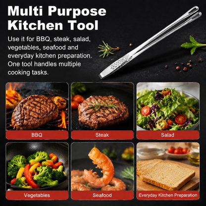 Stainless steel barbecue tongs