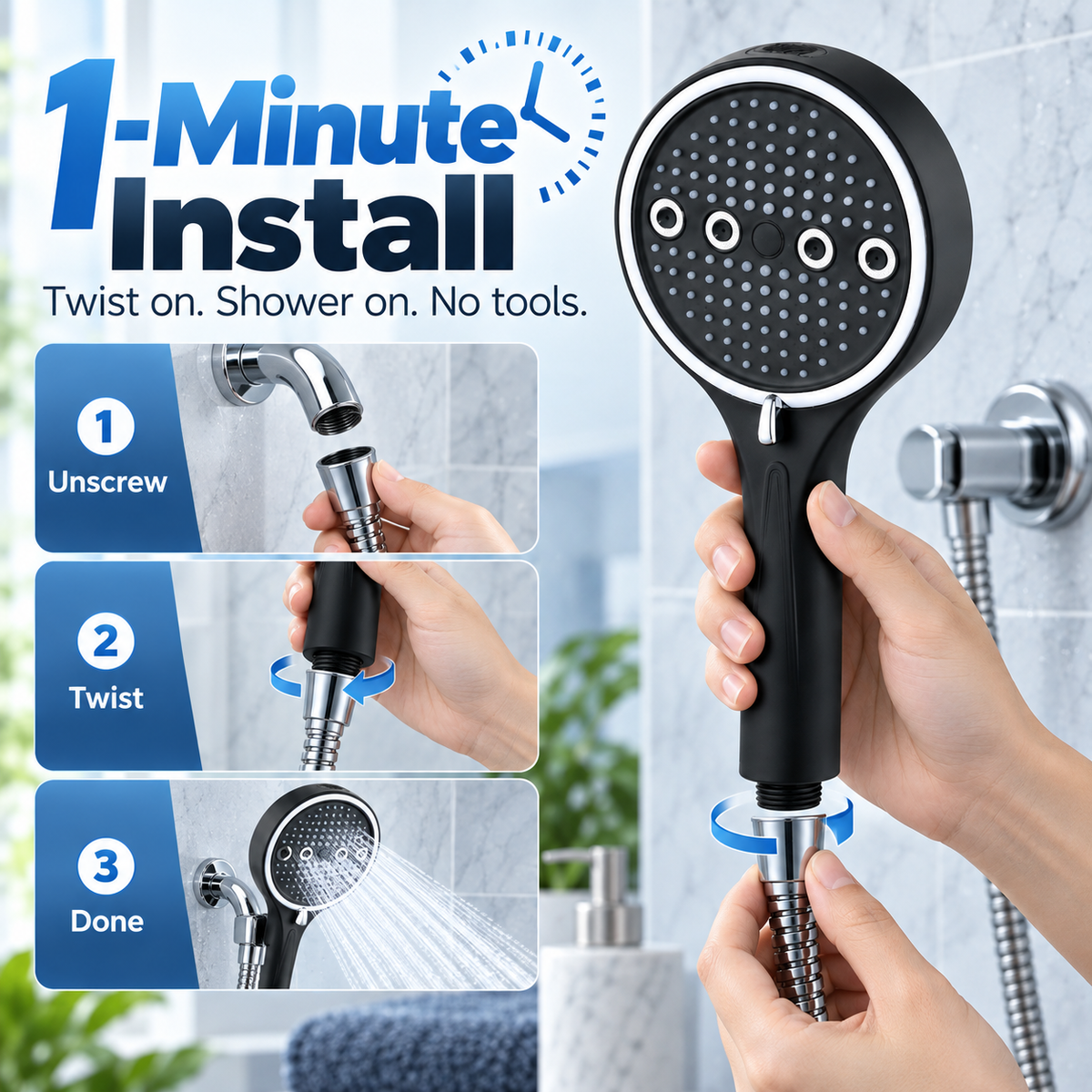 6-Mode High-Pressure Turbo Shower Head 🚿