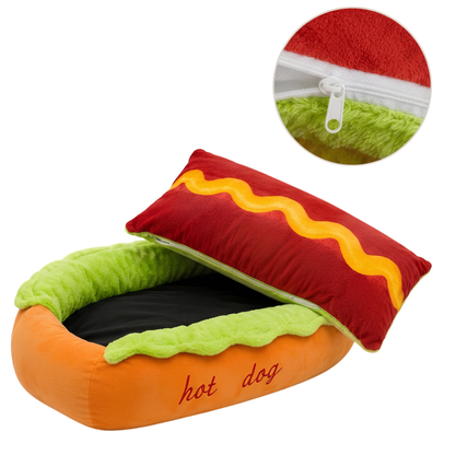 🌭 Hot Dog Dog Bed – Cute Plush Pet Sofa for Small Dogs & Cats