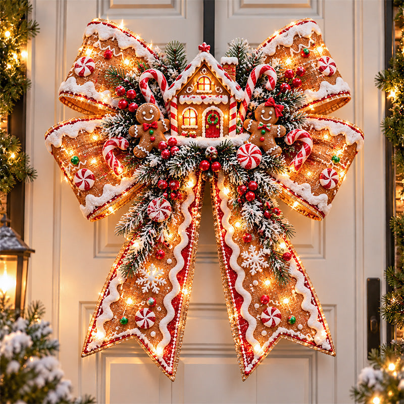 🎀 Giant Light-Up Christmas Bows – Magical Holiday Door Hangers in 6 Styles 🎄✨
