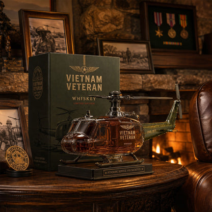 🎖️Vietnam Veteran Military Helicopter 1965-1975 Whiskey Bottle