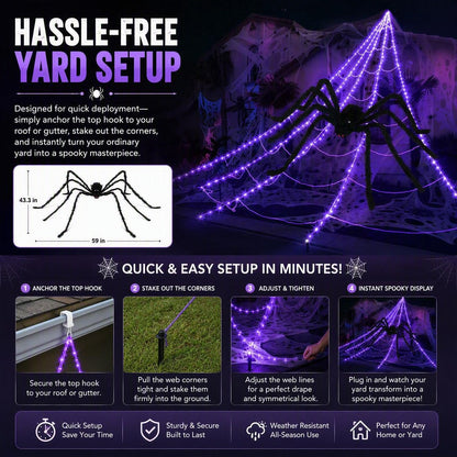 🎃🔥 Halloween Hot Sellers 👻🕷️Halloween glowing spider web lights--🥰