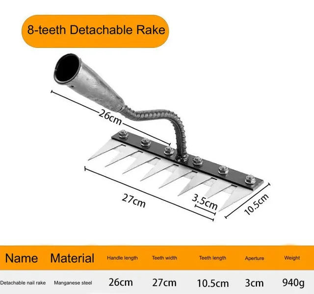 Detachable carbon steel blade rake