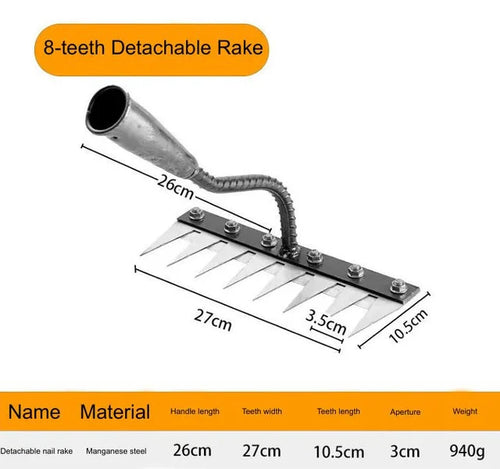 Detachable carbon steel blade rake