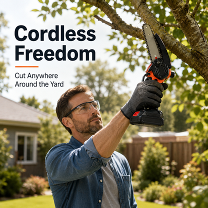 🪚 6-Inch Cordless Mini Chainsaw – Fast One-Handed Pruning 🪵