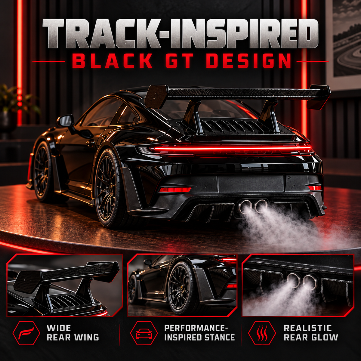 🏎️💨 Track-Inspired Sports Car Display Model – Exhaust Mist Effect Collector Decor!!!