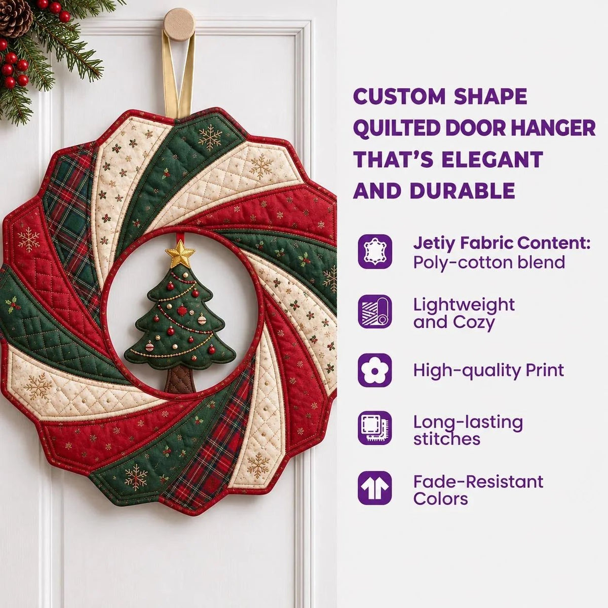 Rustic Fall Pumpkin Custom Shape Quilted Door Hanger