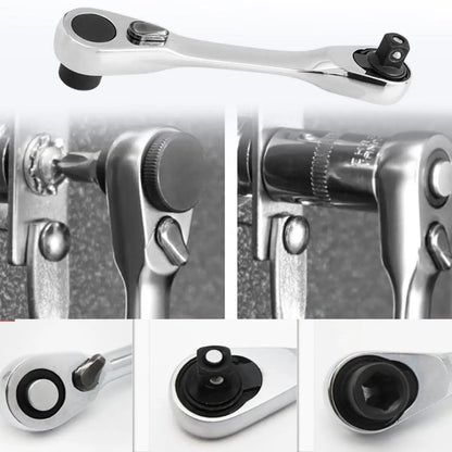 🔥Limited-time discount of 49%🔥1/4-inch Mini Double-Ended Ratchet Wrench, Silver, 72 Teeth, 5° Quick Release Tool🔧