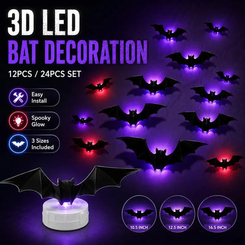 🔥Halloween Sale - 50% off 🎃3D Bat LED Wall Light Decor 🦇✨ – Easy Installation | Soft LED Glow for Living Room/Bedroom Festive Vibe