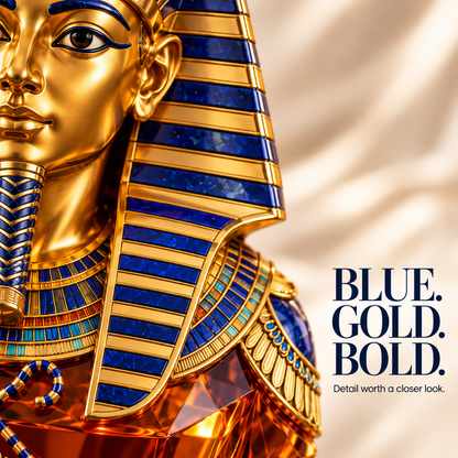 👑 Tutankhamun’s Legacy Whiskey Decanter — Blue & Gold Limited Custom Edition