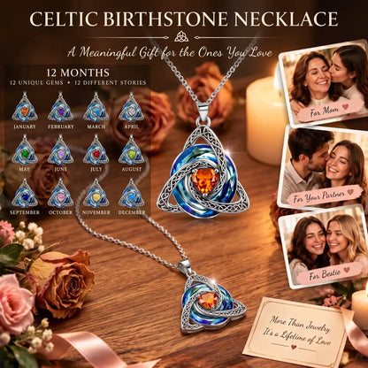 💎 Birthstone Celtic Knot Necklace for Women