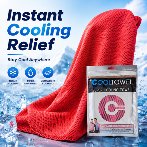 ❄️ Instant Cooling Towel – Lightweight Super Absorbent Towel for Sports, Travel & Outdoor Heat Relief