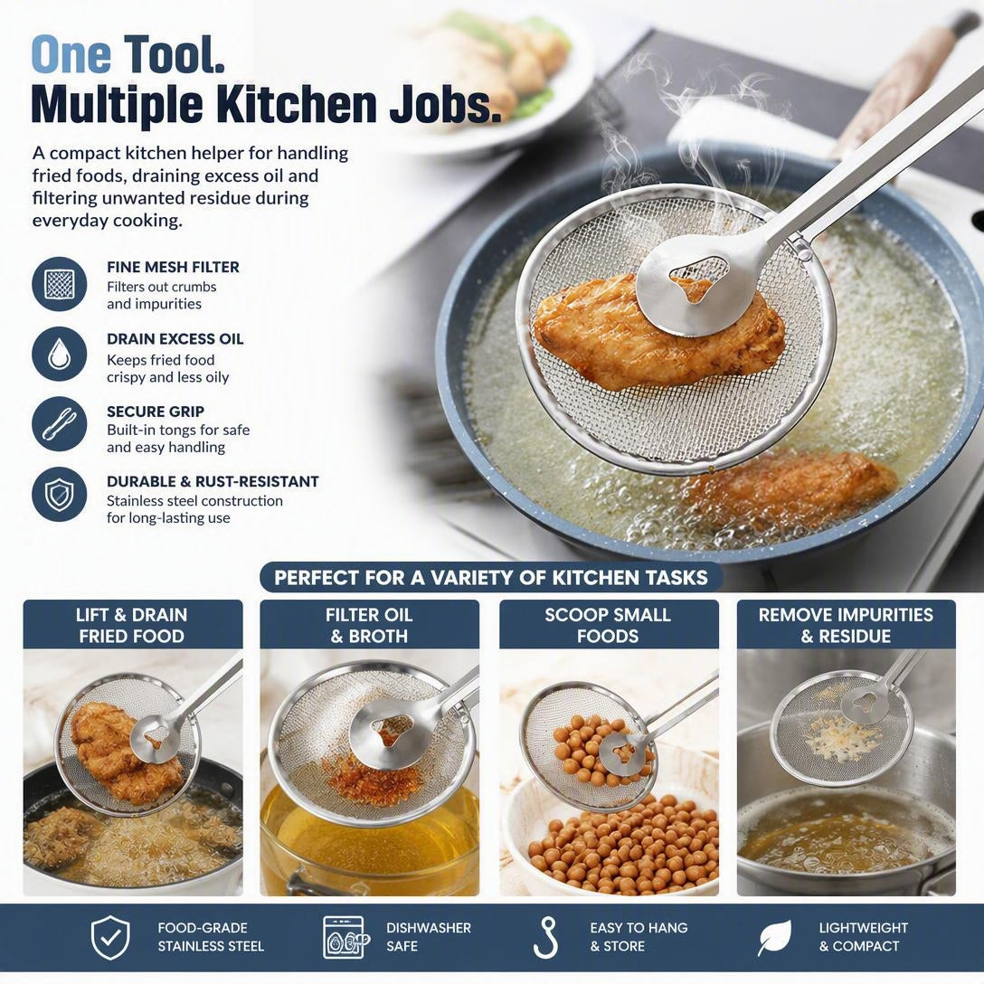 Stainless Steel Oil Strainer For Deep-Frying Food