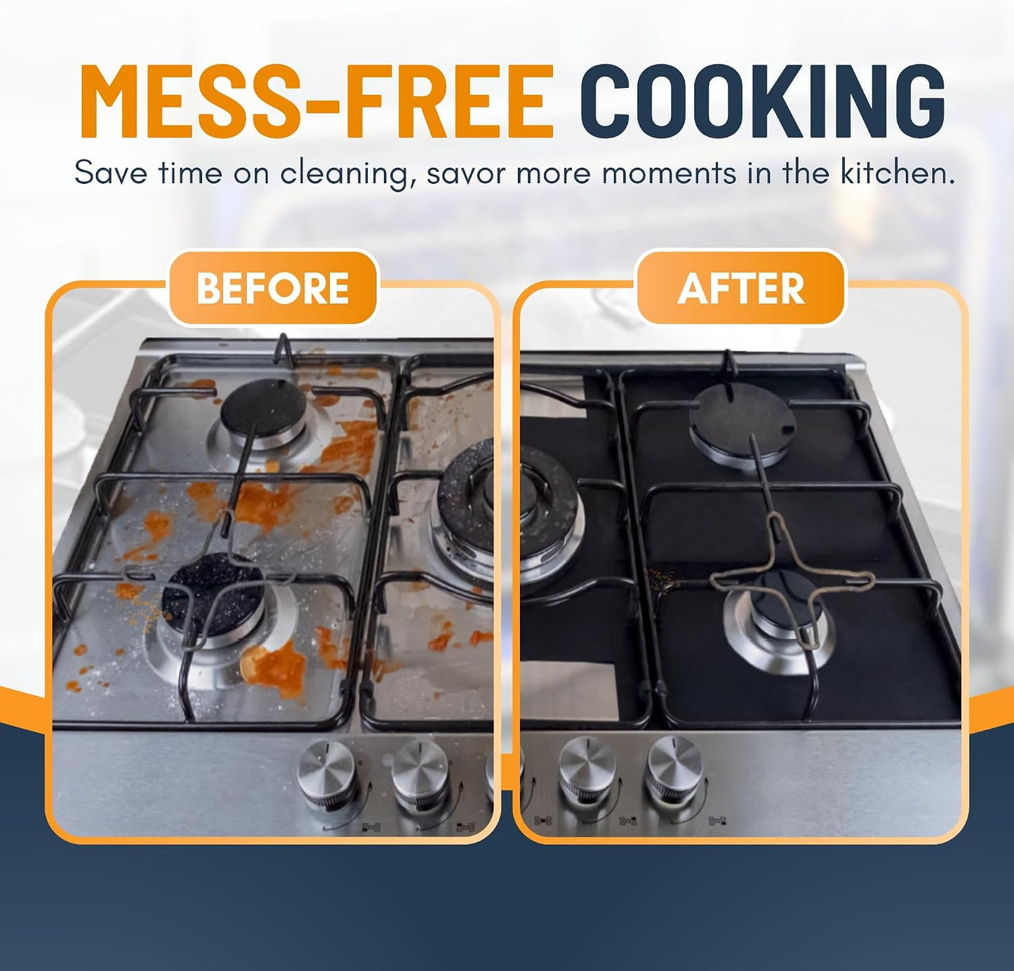 🥘 Reusable Gas Stove Burner Liners – 10.6 x 10.6 in | Heat-Resistant Cooktop Protector Mats | Set of 4 | ♻️